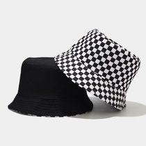 Childrens chessboard Plaid fishermans hat hip-hop tide handsome Korean version double-sided fishermans hat shooting catwalk hat tide