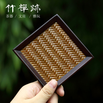 Bamboo Zen Trail Benchtop Bamboo Artist Liao Yi Male Studio Bamboo Cup Tray Black Sandalwood Frame Cover Tea Cup Cushion Tray