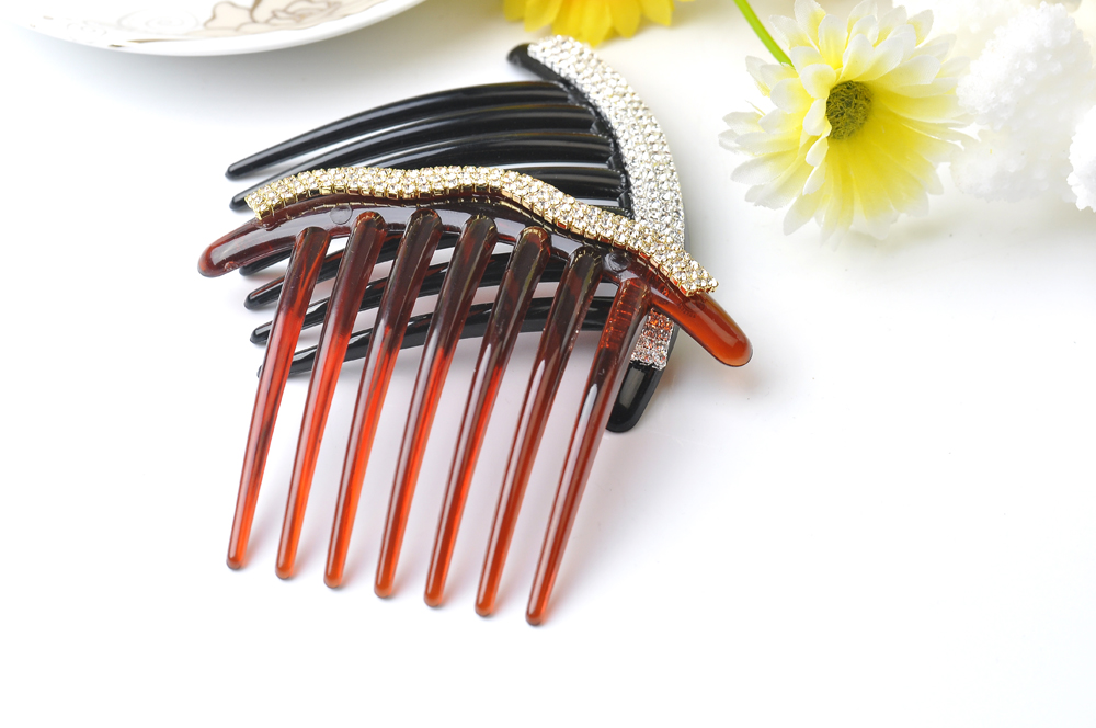 芭根草头饰 饰品多排包钻镶钻插梳盘发 发饰发梳韩版七齿梳发卡