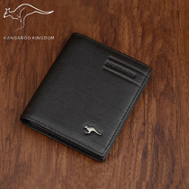 Kangaroo Banker Wallet Short Self Leather Young Han Edition Student thicker leather bulletskin mens wallet vertical