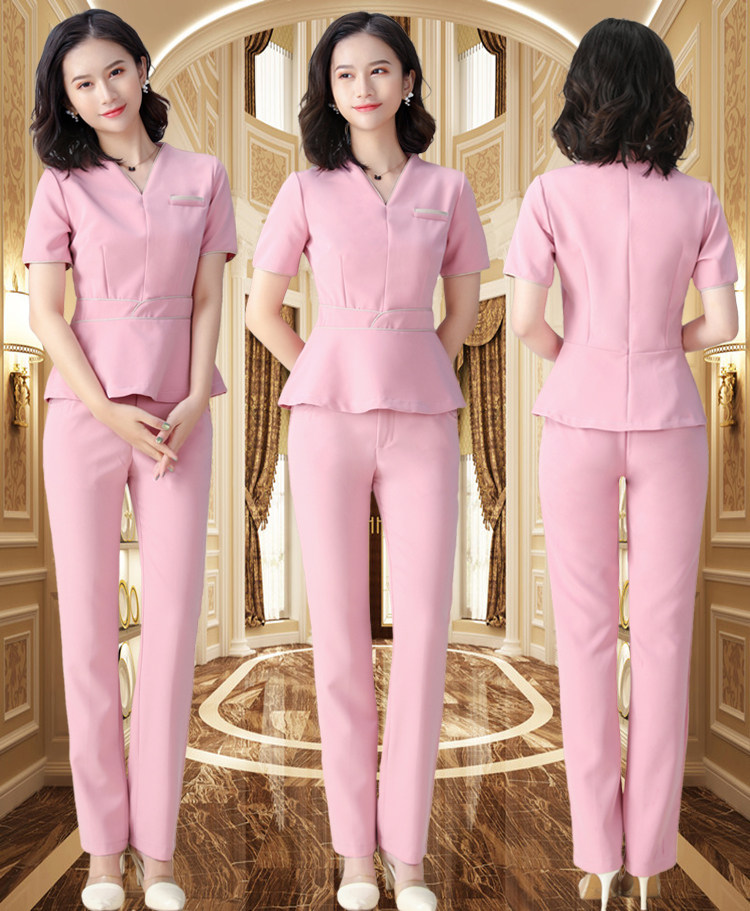 夏季新款美容院服装美容师spa养生馆工作服女足疗技师服足浴套装