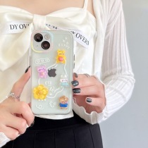 Applicable apple 13Promax small bear flower transparent mobile phone shell iphone12 11 cartoon protective sheath shell