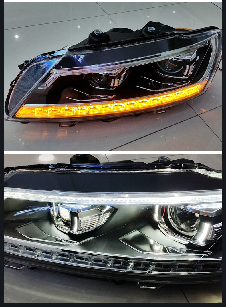 龙鼎 老款帕萨特改装16款高配大灯总成 海拉5双光透镜led流光转向