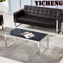 Brief Modern Fashion Office Tea Table Stainless Steel Tempered Glass Tea Table Living Room Leisure guests Business Tea Desk