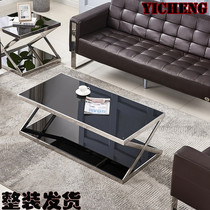 Modern minimalist Nordic tempered glass office tea table side a few sofa sides a few small family type living room rectangular tea table
