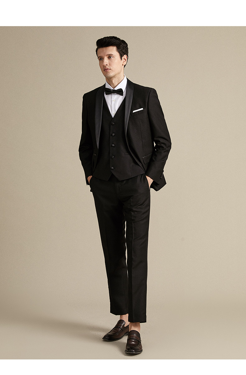 新郎西服套装男士晚礼服宴会主持人修身定制结婚西装男正装燕尾服