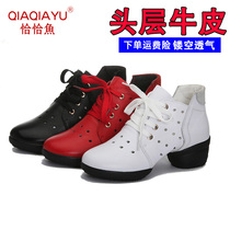 Precisely Fish Dance Shoes Women Soft-bottom Modern Dance Shoes Water Soldiers Dance Spring Summer Season Genuine Leather Square Dance Shoes
