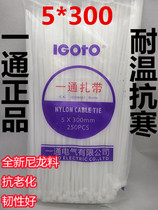 One pass 5*300 white nylon cable tie Self-locking pipe sealing plastic bundled cable tie