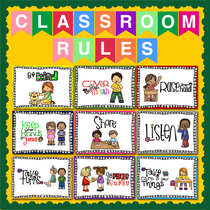 Kindergarten early education 9 articles to keep good habits and polite English posters classroom rules and codes ring creation decoration