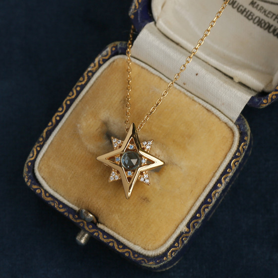 <Man Haixing Mang> Salman Original Design Blue Topaz Necklace Silver Gold 도금 간단한 복고풍 펜던트 선물 <Man Haixing Mang> Salman Original Design Blue Topaz Necklace Silver Gold 도금 간단한 복고풍 펜던트 선물