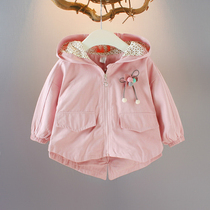 1-2-3 1-2-3-year-old girl with cap spring clothing cardio-hoodie jacket 2022 springtime female baby jacket baby out to serve new tide 4