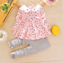 Childrens clothing 1-2-3 years old girl Autumn new long sleeve suit autumn childrens baby baby baby doll shirt trousers set 0