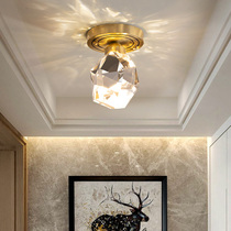 All copper crystal porch lamp ceiling lamp Nordic post-modern LED light luxury Creative Corridor aisle sun lamp 1458
