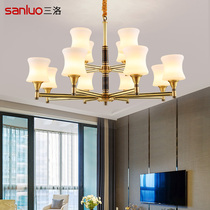 American chandelier living room lamp all copper luxury atmospheric simple hotel villa complex building chandelier special Price T 8031