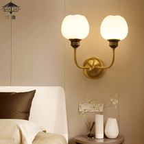 Nordic wall lamp living room background wall all copper American simple modern aisle bedroom bedside lamp special price 79009