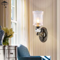 American simple all copper wall lamp living room background wall Crystal luxury corridor aisle bedroom bedside lamp special price 8028