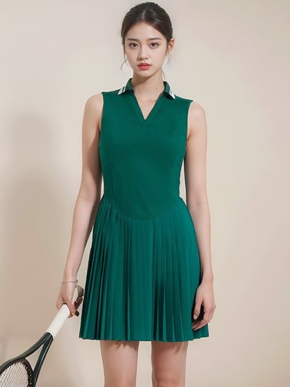 Parfois Tennis New Tennis Skirt V-Neck Ribbed Polo Waizging Pleated 고급 스포츠 드레스 Parfois Tennis New Tennis Skirt V-Neck Ribbed Polo Waizging Pleated 고급 스포츠 드레스