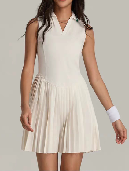 Parfois Tennis New Tennis Skirt V-Neck Ribbed Polo Waizging Pleated 고급 스포츠 드레스 Parfois Tennis New Tennis Skirt V-Neck Ribbed Polo Waizging Pleated 고급 스포츠 드레스