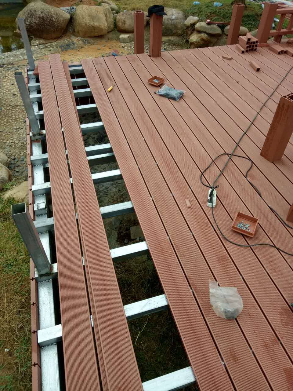 包邮塑木地板户外木塑环保地板防腐木工程室外长条含龙骨配齐