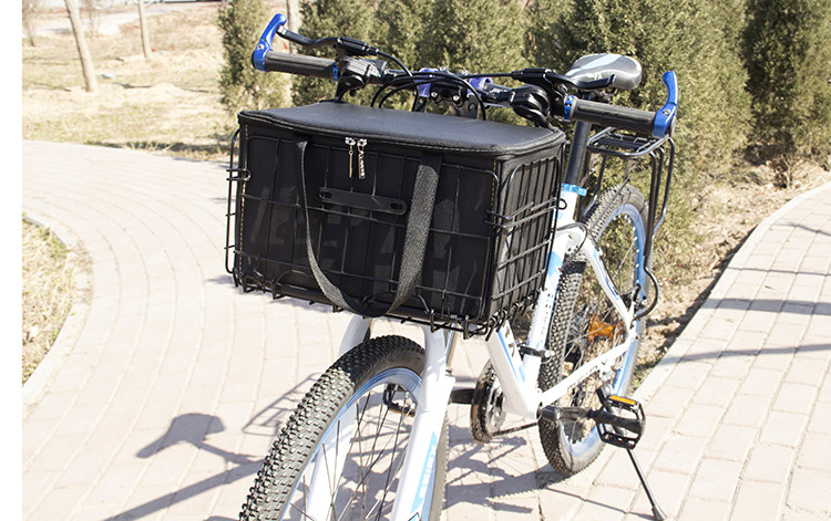 山地车自行车折叠车筐车篓篮子车篮前后挂侧挂菜篮加粗加大不锈钢