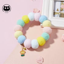Pet fur ball necklace cat Japanese wind collar net red with flower tag silent bell cute products