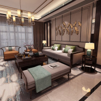 New Chinese style solid wood sofa combination modern Chinese Italian light luxury Zen model room small apartment living room furniture