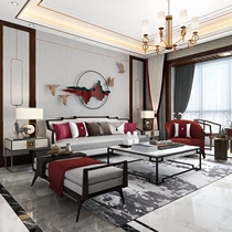 New Chinese style solid wood living room sofa combination modern Chinese light luxury living room Zen simple small apartment Chinese style
