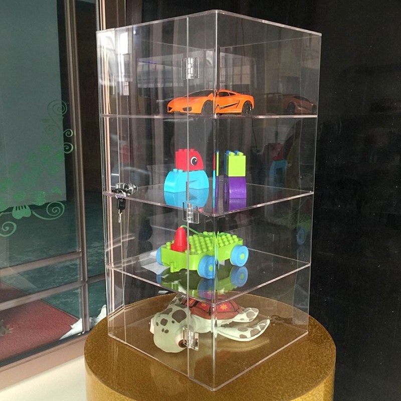 Acrylic Display Cabinet Transparent With Lock Plastic Custom Glass