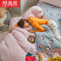 Coral velvet bed four-piece girl heart princess style flannel sheets milk velvet double-sided velvet quilt cover three winter