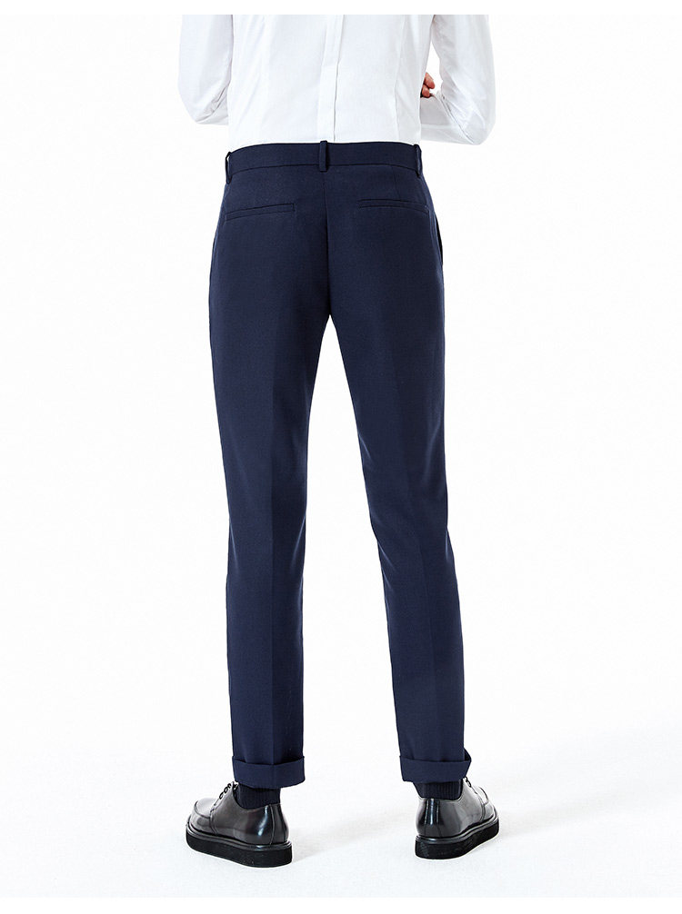 太平鸟男装 2017年秋季新款藏蓝色商务休闲基础西裤bwga73102