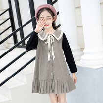 Girls doll collar dress 2021 new autumn dress Korean princess dress big childrens dress foreign style college style skirt