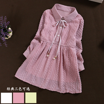 Childrens clothing 2021 autumn new girls long sleeve dress chiffon middle child princess dress Korean version of lapel skirt tide