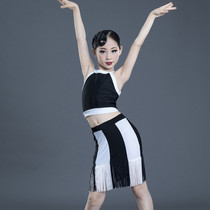 New Latin dance dress children Latin tassel dress girl Latin dance dress childrens Latin practice uniform competition suit