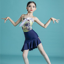 Net Red childrens Latin dance clothes practice clothes womens summer childrens sling suit competition training clothes performance dance skirt