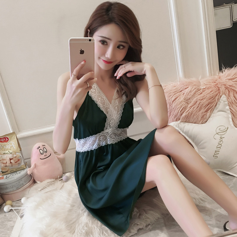性感睡衣女夏季韩版冰丝吊带仿真丝睡裙女丝绸家居服控68元