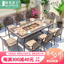Outdoor table and chair combination Courtyard barbecue table and chair Outdoor garden terrace leisure wrought iron table and chair Villa balcony table and chair