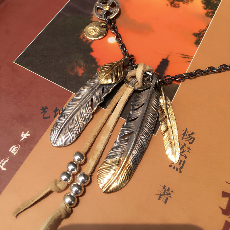 艺蚀手工银饰高桥吾郎goros风格上金松石羽毛余文乐吴亦凡款男女