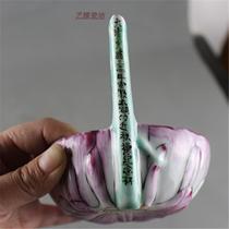 Jingdezhen Antique Great Qing Dynasty Guangxu Pastel carved lotus Autumn exercise commemorative Cup Antique antique porcelain Nostalgic Trophy