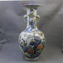 Jingdezhen antique porcelain Daming hand painting blue and white point color elephant ear bottle antique collection old factory goods