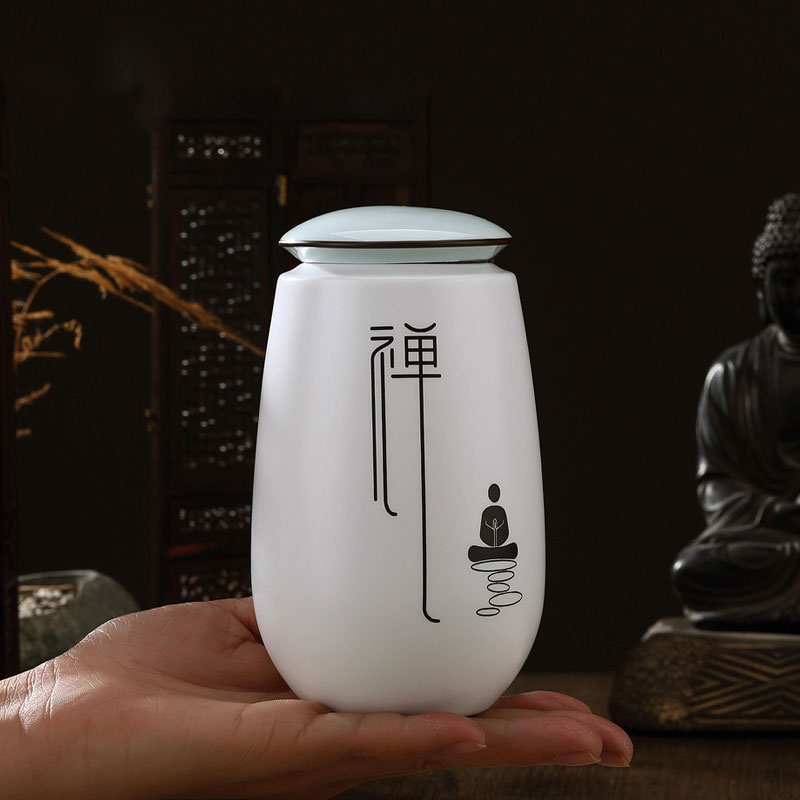 Checking out ceramic large caddy fixings portable household pu 'er tea container storage tanks seal pot