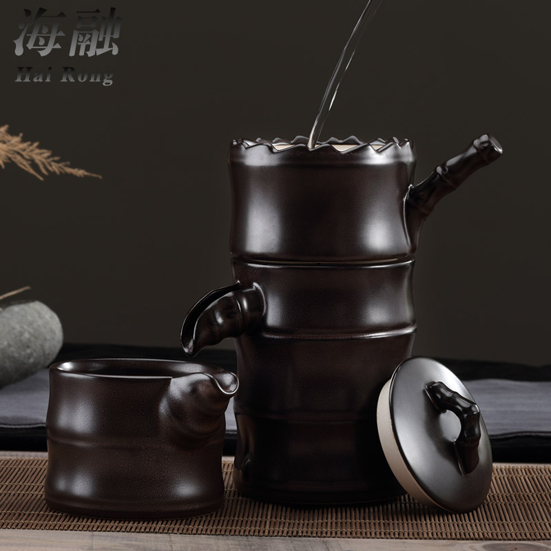 Creative European - style rotating water automatic tea set household ceramics graphite kung fu tea set lazy people make tea