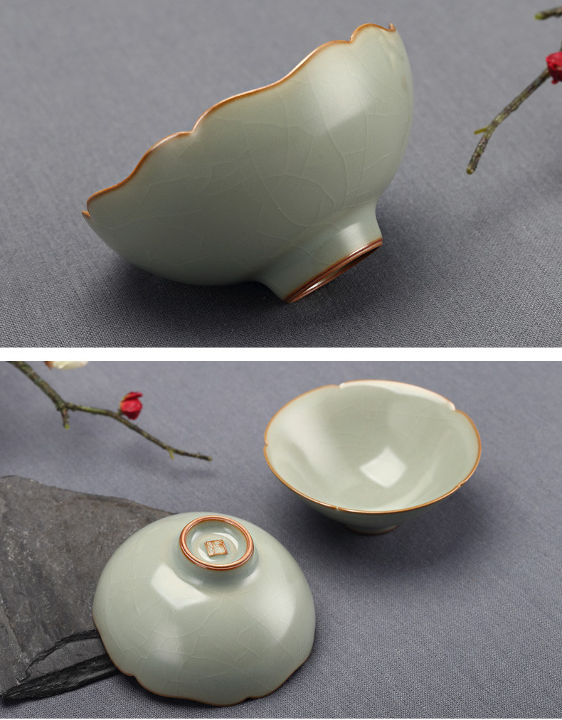 分寸汝窑单个品茗杯 家用陶瓷大茶杯可养开片 功夫茶具主人杯单杯_8折