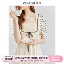Xi Land 2022 Summer New Bubble Sleeves Dress Dress Woman small crowddesign Blossom Deconstruct Square Collar Faxian Dress