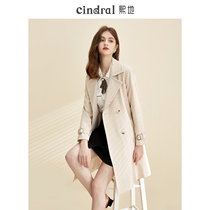 Hidi 2022 spring new style this years popular windbreaker womens mid-length high-end classy slim fit slim coat