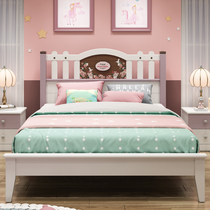 Childrens bed girl princess bed 1 5 meters solid wood single bed Multi-functional European high box storage bed Simple 1 2M