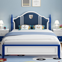 Solid wood childrens bed for boys Single Mediterranean 1 35m1 5m high box storage Comfortable soft pack teen bed