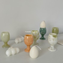 TJJ -- Medieval Jade Cup Swing Piece Retro Green White Marble High Foot Cup Shooting Props Desktop Display