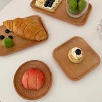 TJJ -- Japanese-style solid wood original wood tray round square minimalist small food saucer fruit sweet dishes