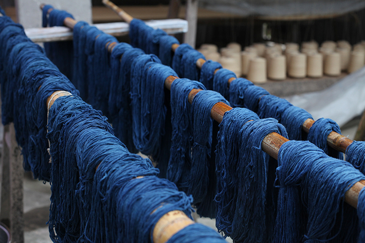 拙朴工舍 手工纺织天然植物蓝靛染色扎染冬季围巾