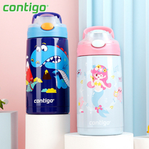 American Contigo Condick children stainless steel straws thermos cup leak-proof pupils baby water Cup 400ml